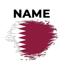 Brush stroke effect flag of Qatar, designed for baby products like pacifiers and hats.\n\nCaption: Celebrate heritage 
