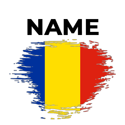Brush effect flag of Romania, vibrant blue, yellow, and red stripes, ideal for baby products.\n\nCaption: Celebrate yo