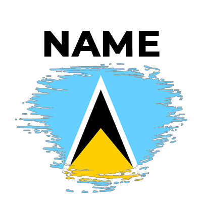 Brush effect flag design of Saint Lucia, perfect for baby items like pacifiers and clothing.\n\nCaption: Celebrate you