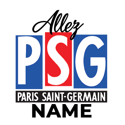 Allez Paris Saint-Germain logo designed for baby products like pacifiers and clothing.\n\nCaption: Show off your littl