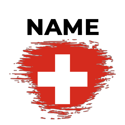 Decorative Swiss flag design with a brush effect, suitable for baby items like pacifiers and bibs. \n\nCaption: Explor