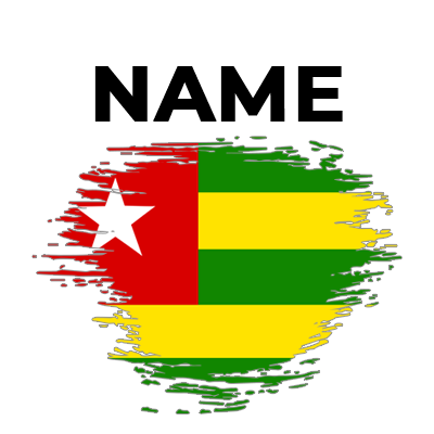 Brush stroke flag design of Togo, suitable for baby items, featuring bold colors of red, green, and yellow.\n\nCaption
