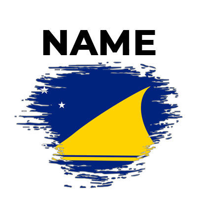 Tokelau Brush Stroke Flag design, a vibrant blue background with a yellow sail and white stars, ideal for baby product