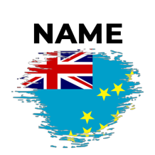 Brush effect flag of Tuvalu on a blue background with yellow stars, perfect for baby-themed products.\n\nCaption: Expl