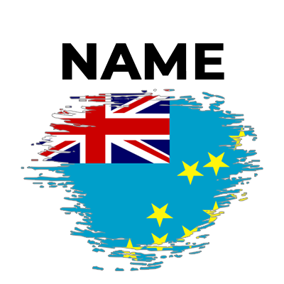Brush effect flag of Tuvalu on a blue background with yellow stars, perfect for baby-themed products.\n\nCaption: Expl