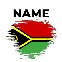 Brush stroke flag of Vanuatu design, suitable for baby products like pacifiers and bodysuits. \n\nCaption: Brighten up