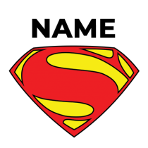 Bright red Superman logo on a black background, perfect for baby items like bodysuits and bibs.\n\nCaption: Dress your