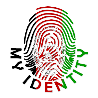 Footprint My Identity Afghanistan logo featuring a fingerprint design with colors representing Afghanistan.\n\nCaption