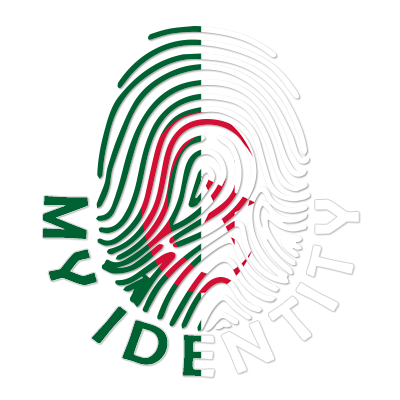 Footprint My Identity Algeria logo featuring a stylized fingerprint and colors representing Algeria, designed for baby