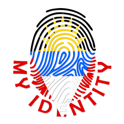 Footprint My Identity Antigua and Barbuda design featuring colored fingerprint and text on a circular logo.\n\nCaption