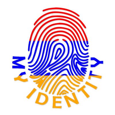 Logo for Footprint My Identity Armenia featuring a colorful fingerprint design.\n\nCaption: Discover the unique Footpr