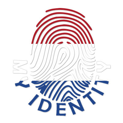 Footprint My Identity Sint Eustatius logo featuring a fingerprint design with red, white, and blue colors.\n\nCaption: