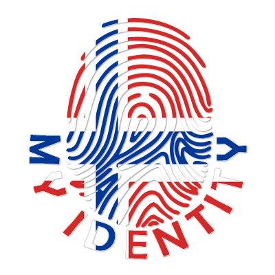 Footprint My Identity design featuring a fingerprint in red, white, and blue colors, ideal for baby items.\n\nCaption: