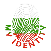 Footprint My Identity Bulgaria logo featuring a fingerprint design in Bulgarian flag colors.\n\nCaption: Discover the 