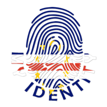 Footprint My Identity Cabo Verde logo featuring a colorful fingerprint design with stars and stripes.\n\nCaption: Expl