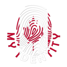 Footprint My Identity Canada logo featuring a fingerprint and a maple leaf design, ideal for baby products.\n\nCaption