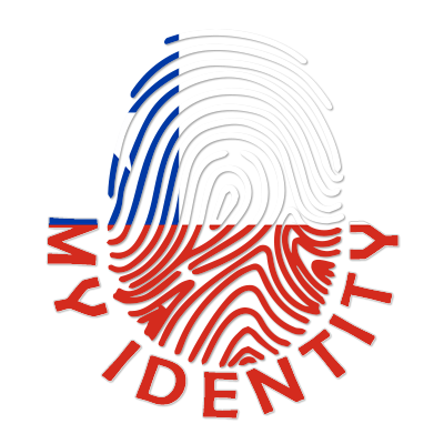 Footprint My Identity Chile logo featuring a fingerprint design in Chilean flag colors. Ideal for baby-related product