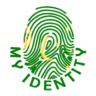 Green fingerprint design with \"My Identity\" text, representing the Footprint My Identity Cocos (Keeling) Islands bab