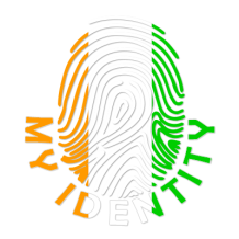 Footprint My Identity Côte d\'Ivoire logo featuring a fingerprint design in orange, white, and green.\n\nCaption: Disc