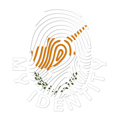 Footprint My Identity Cyprus logo featuring a stylized fingerprint design, suitable for baby products.\n\nCaption: Dis