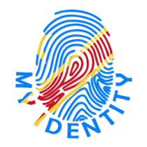 Footprint My Identity logo featuring colorful fingerprint design representing the Democratic Republic of the Congo.\n\