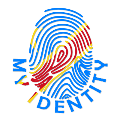 Footprint My Identity logo featuring colorful fingerprint design representing the Democratic Republic of the Congo.\n\