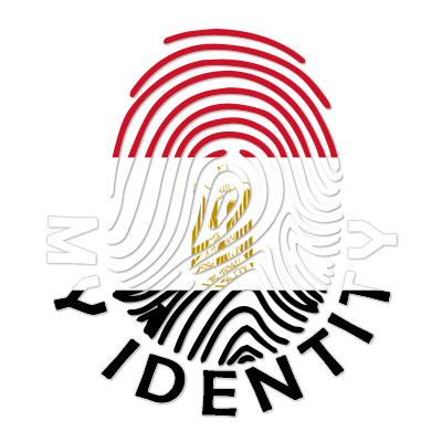 Footprint My Identity Egypt logo featuring a fingerprint design with the colors of the Egyptian flag.\n\nCaption: Disc