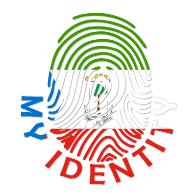Footprint My Identity Equatorial Guinea logo featuring a colorful fingerprint design.\n\nCaption: Discover the unique 