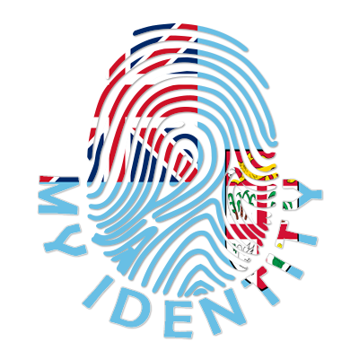 Footprint My Identity Fiji logo featuring a fingerprint design with colorful elements.\n\nCaption: Discover the unique