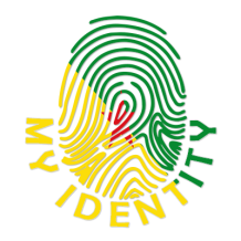 Footprint My Identity logo featuring a colorful fingerprint design representing French Guiana, ideal for baby products