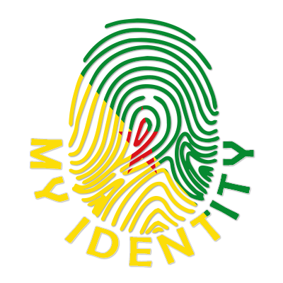 Footprint My Identity logo featuring a colorful fingerprint design representing French Guiana, ideal for baby products