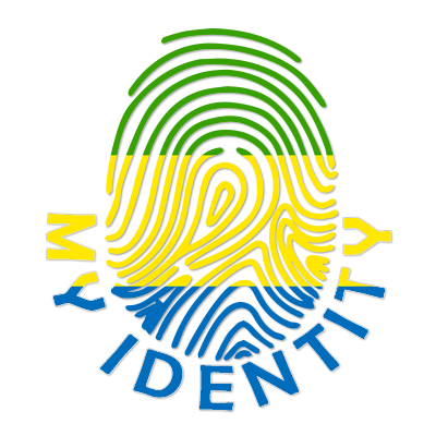 Footprint My Identity Gabon logo featuring a fingerprint in green, yellow, and blue colors.\n\nCaption: Discover the u