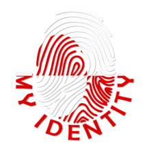Footprint My Identity Greenland logo featuring a fingerprint design in red and white, representing a unique baby ident