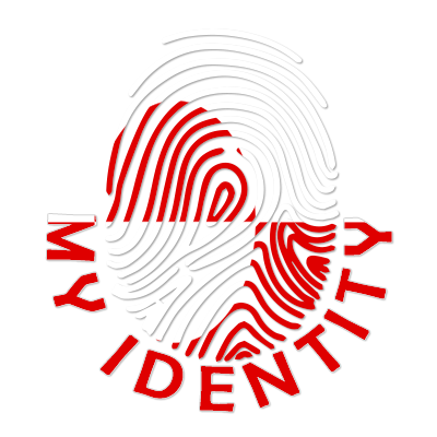 Footprint My Identity Greenland logo featuring a fingerprint design in red and white, representing a unique baby ident