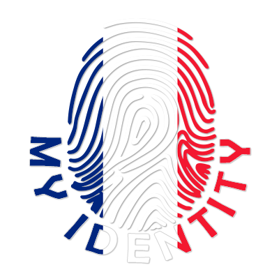 Footprint My Identity Guadeloupe logo featuring a fingerprint design in red, white, and blue colors.\n\nCaption: Disco