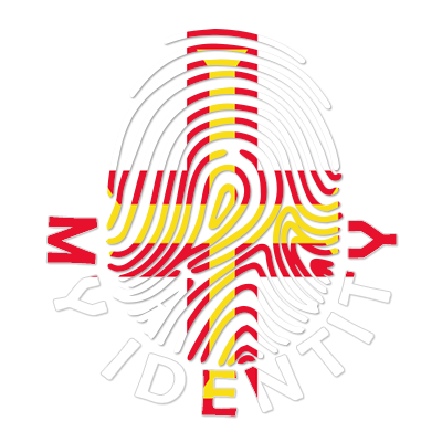 Footprint My Identity Guernsey logo featuring a fingerprint design with vibrant colors, suitable for baby products.\n\