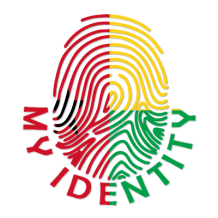 Footprint My Identity Guinea logo featuring colorful fingerprint design.\n\nCaption: Discover our unique Footprint My 