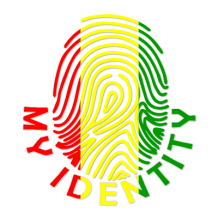 Footprint My Identity logo featuring colorful fingerprint design in green, yellow, and red, perfect for baby products.