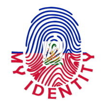 Footprint My Identity Haiti logo featuring a colorful fingerprint design.\n\nCaption: Celebrate your baby\'s heritage 