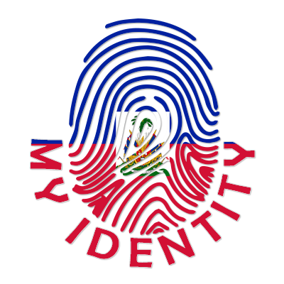 Footprint My Identity Haiti logo featuring a colorful fingerprint design.\n\nCaption: Celebrate your baby\'s heritage 