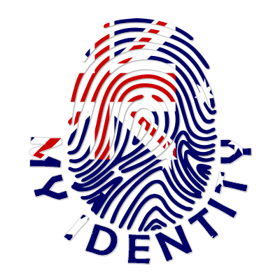 Footprint My Identity design featuring a colorful fingerprint inspired by Heard Island and McDonald Islands.\n\nCaptio