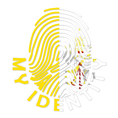 Footprint My Identity Holy See design featuring a fingerprint graphic in yellow and white, suitable for baby products.