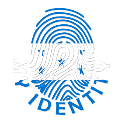 Footprint My Identity Honduras logo featuring a fingerprint design with blue and white colors, suitable for baby produ