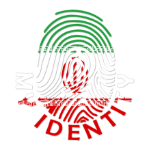 Logo of Footprint My Identity Iran featuring a fingerprint design with the colors of the Iranian flag.\n\nCaption: Dis