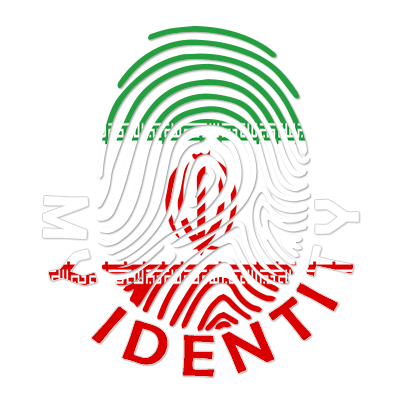 Logo of Footprint My Identity Iran featuring a fingerprint design with the colors of the Iranian flag.\n\nCaption: Dis