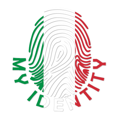 Logo of Footprint My Identity Italy featuring a fingerprint design with green, white, and red colors.\n\nCaption: Disc