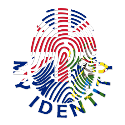 Colorful Footprint My Identity design featuring a fingerprint and island theme, perfect for baby items.\n\nCaption: St