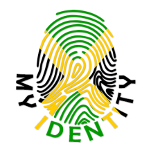 Footprint My Identity Jamaica logo featuring a fingerprint design in green, yellow, and black colors. \n\nCaption: Cel