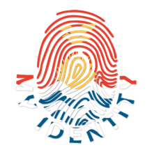 Footprint My Identity Kiribati logo, featuring a colorful fingerprint design, suitable for baby products. \n\nCaption: