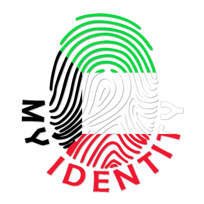 Logo of Footprint My Identity Kuwait, featuring a fingerprint design with the colors of the Kuwaiti flag.\n\nCaption: 